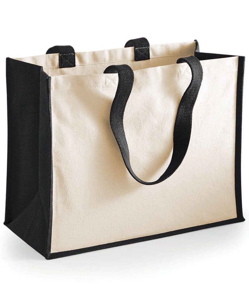 Shopper Bicolore in Juta 42x33x19cm Westford Mill W422 38 Shopper Bicolore in Juta 42x33x19cm W422 nero