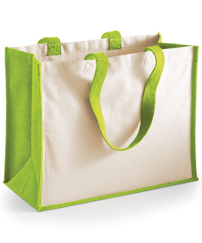 Shopper Bicolore in Juta 42x33x19cm Westford Mill W422 30 Shopper Bicolore in Juta 42x33x19cm W422 verde acido