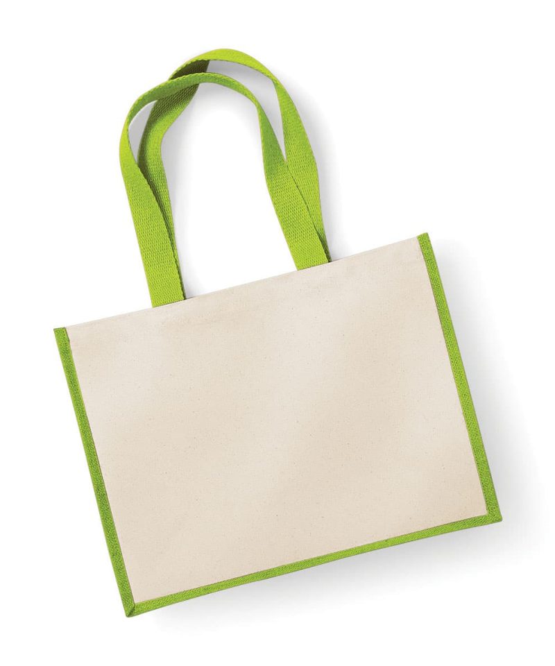 Shopper Bicolore in Juta 42x33x19cm Westford Mill W422 32 Shopper Bicolore in Juta 42x33x19cm W422 verde acido flat