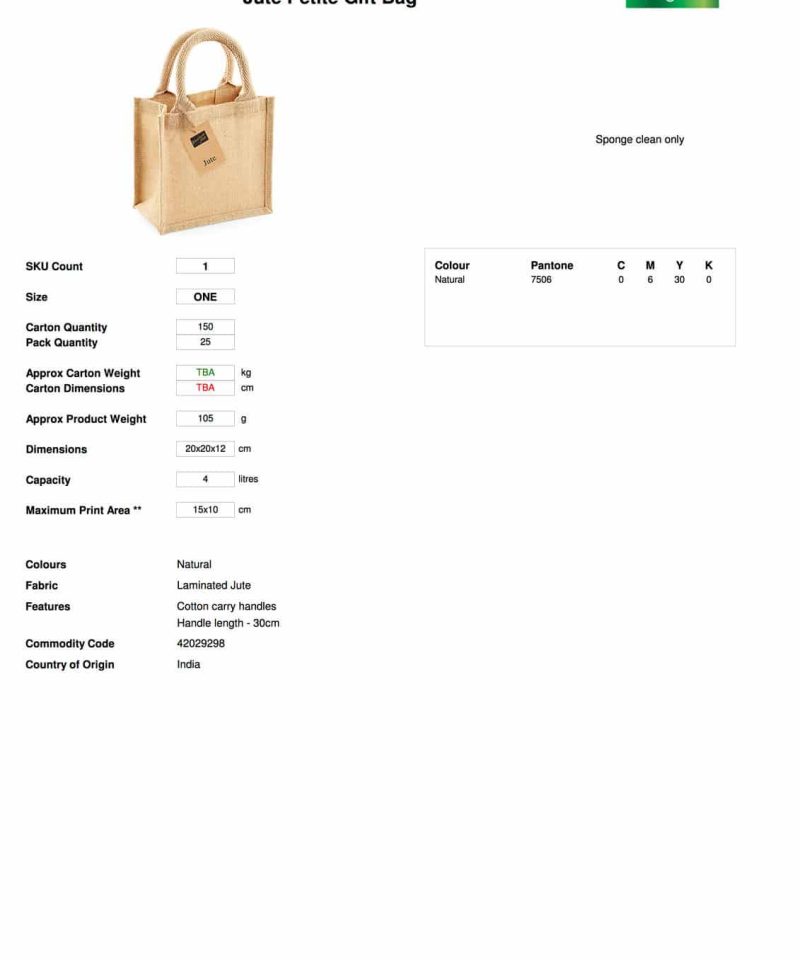 Shopper in Juta MINI 20x20x12cm Westford Mill W411 10 Shopper in Juta MINI 20x20x12cm Westford Mill W411