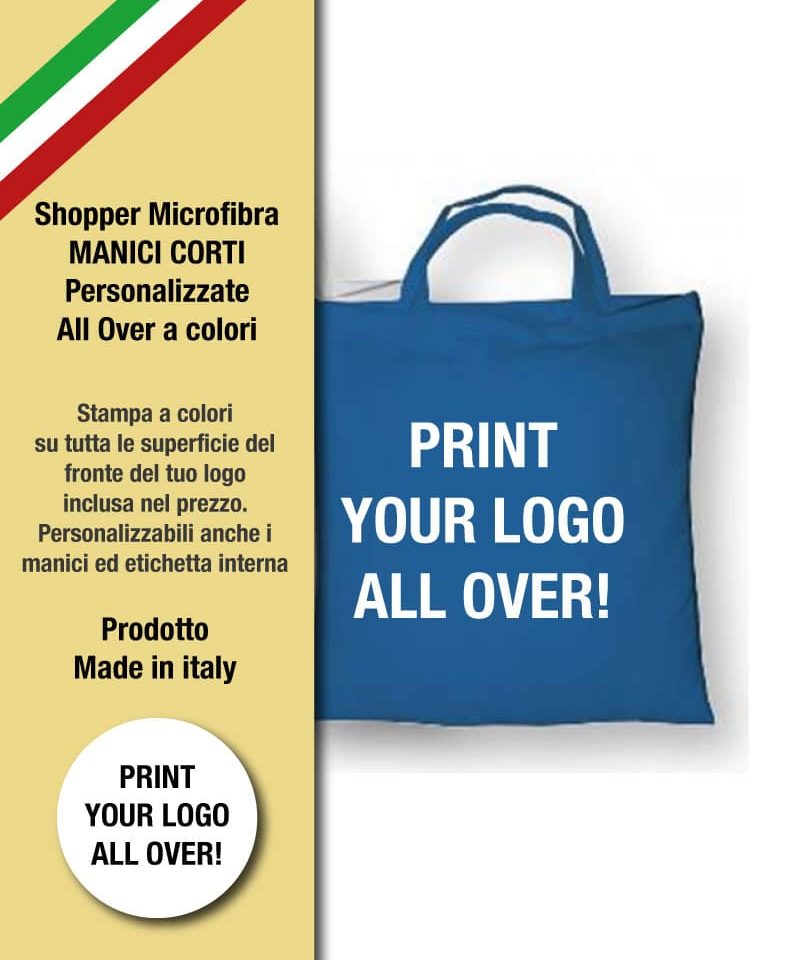 Shopper personalizzate in microfibra manici corti