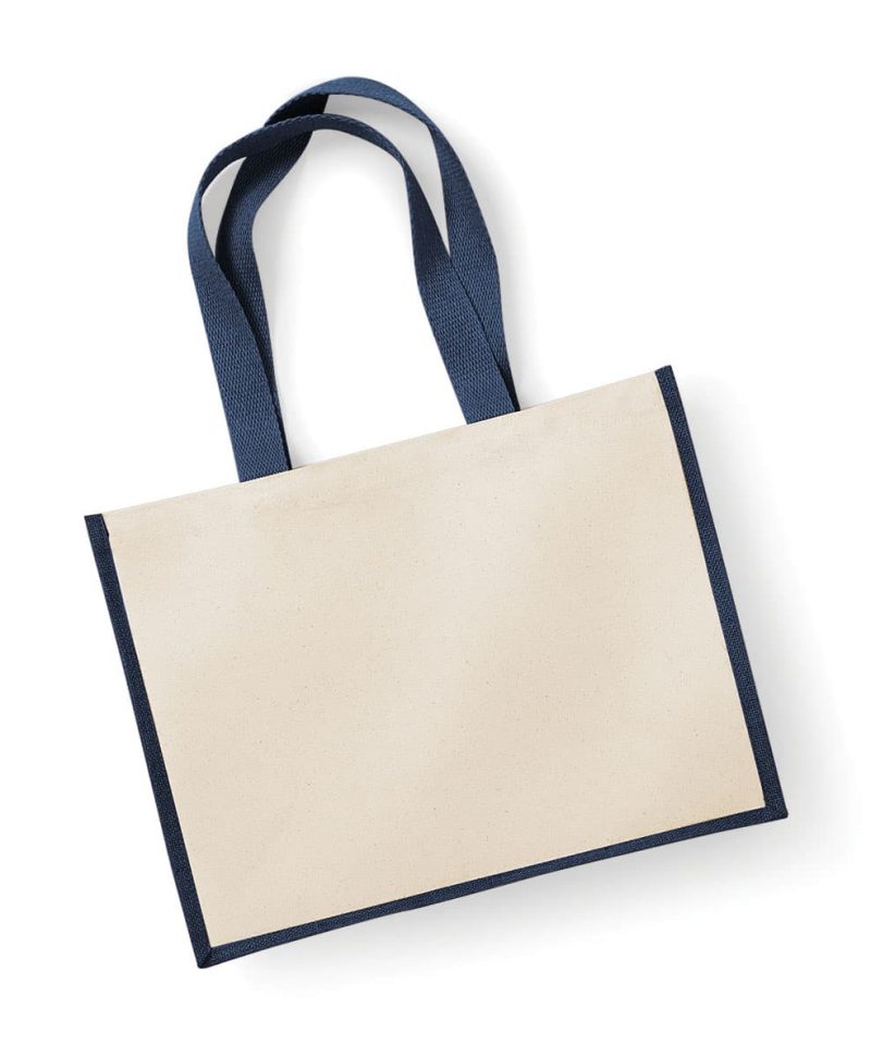 Shopper Bicolore in Juta 42x33x19cm Westford Mill W422 28 Shopper Bicolore in Juta 42x33x19cm W422 blu flat