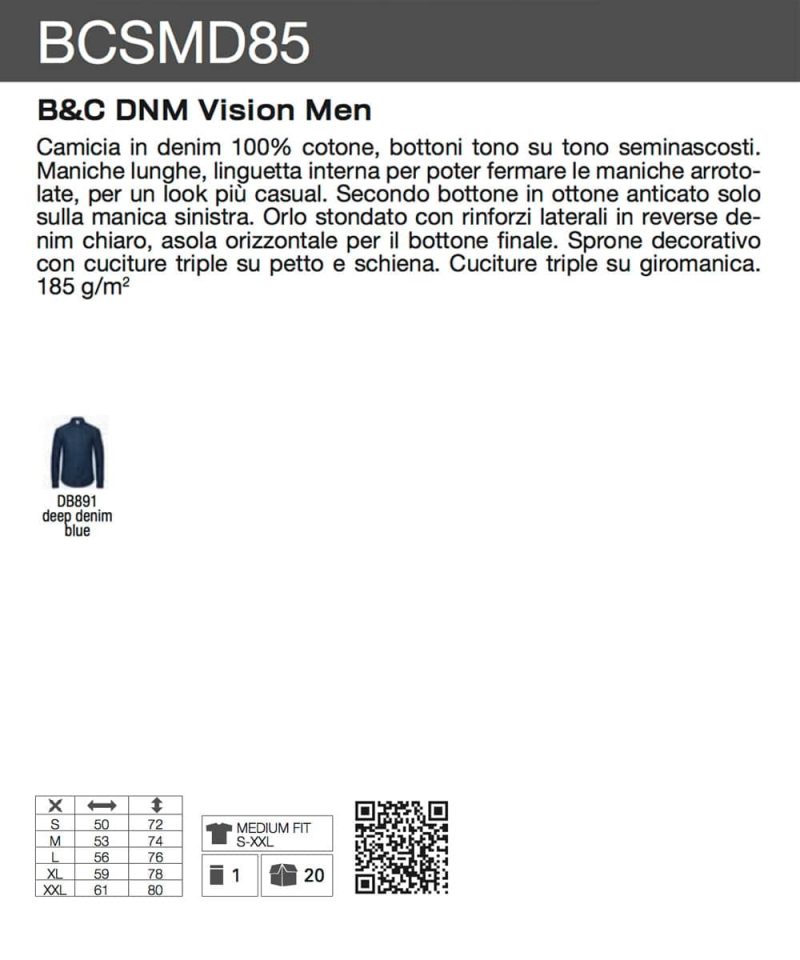 Camicia Uomo in Jeans B&C Collection BCSMD85 5 BCSMD85-scheda-tecnica