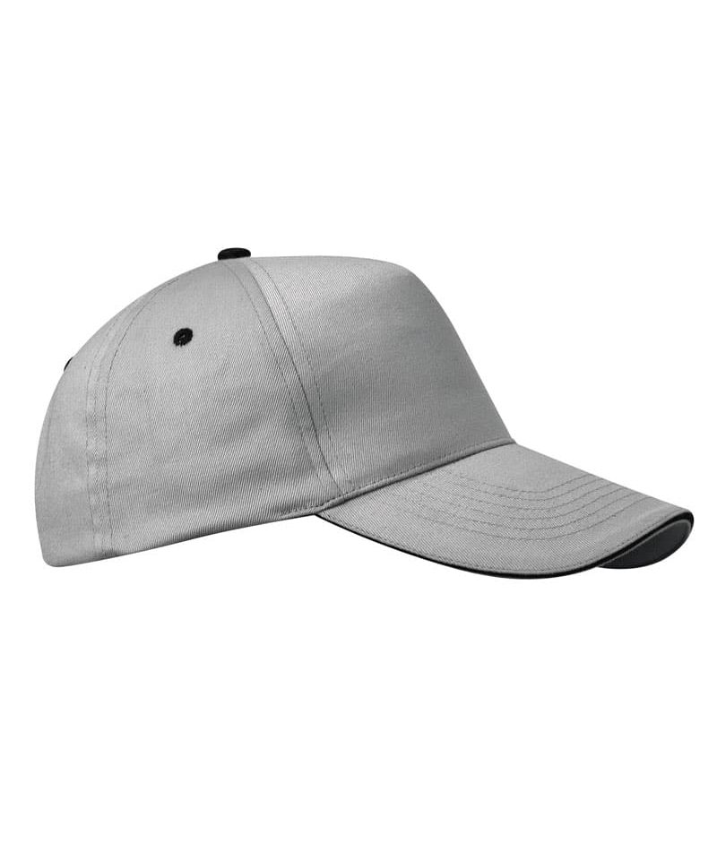 Cappellino Baseball Adulto 5 pannelli 8043 14 Cappello-Cappellino-unisex-golf-sandwich-con-visiera-e-occhielli-a-contrasto-Grigio-SIK18043GRN_0