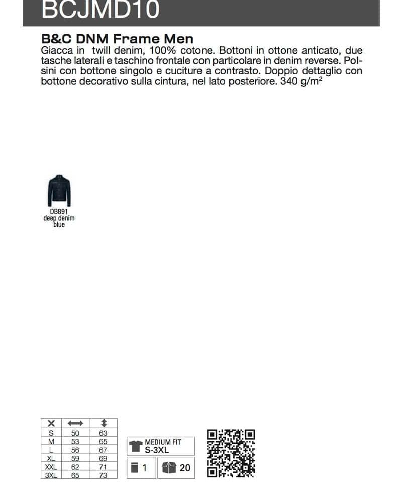 Giacca Uomo in Denim Jeans B&C Collection BCJMD10 2 Giacca Jeans Uomo BCJMD10