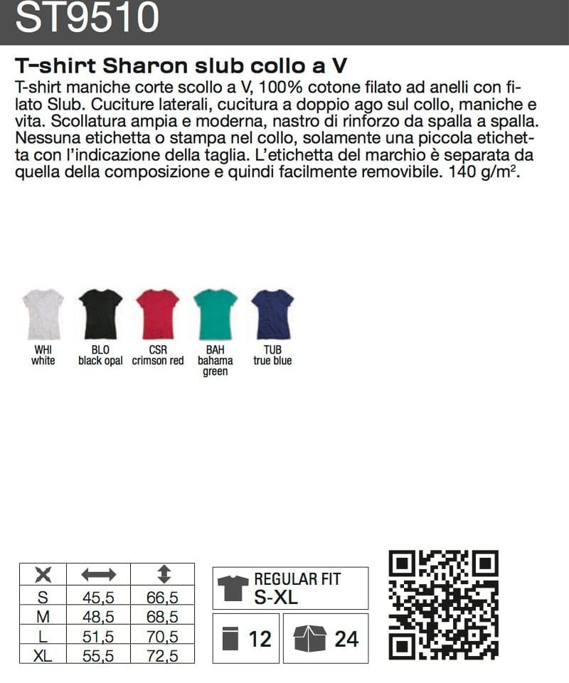 T-shirt donna collo V slub Stedman ST9510 9 T-shirt donna collo V slub Stedman ST9510 scheda-tecnica