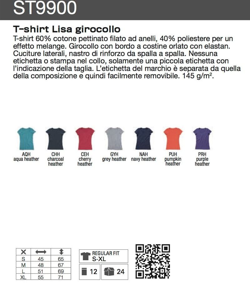 T-shirt donna girocollo slub LISA Stedman ST9900 17 ST9900-scheda-tecnica