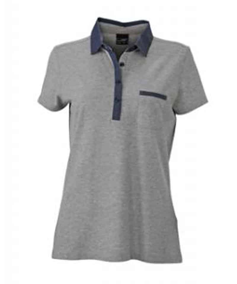 donna manica corta bicolore JN989 grigio blu