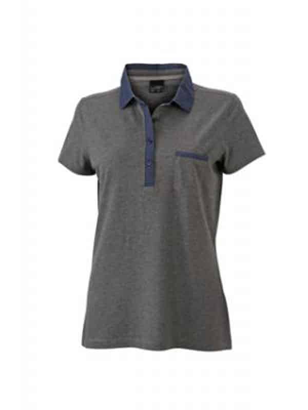 polo-donna-manica-corta-bicolore-grigio-scuroJN989