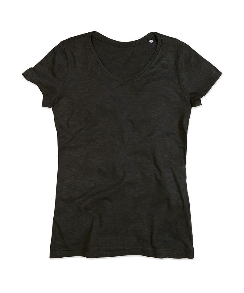 T-shirt donna collo V slub Stedman ST9510 6 tshirt-personalizzata-donna-manica-corta-collo-V-moda-ST9510-nero