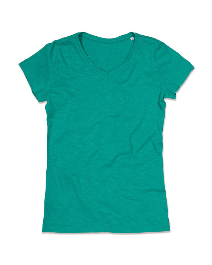 tshirt-personalizzata-donna-manica-corta-collo-V-moda-ST9510-verde-acqua