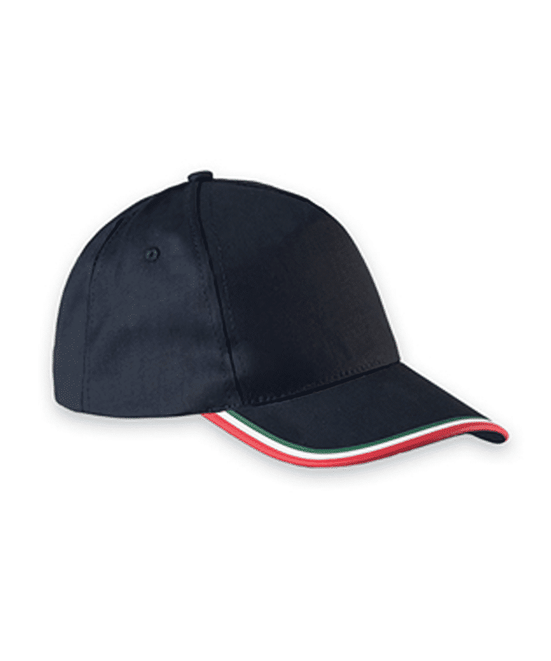 Cappellino Baseball 5 Pannelli Tricolore PM103 8 Cappellino-Baseball-5-Pannelli-con-Tricolore-su-visiera-BYB103-blu-notte