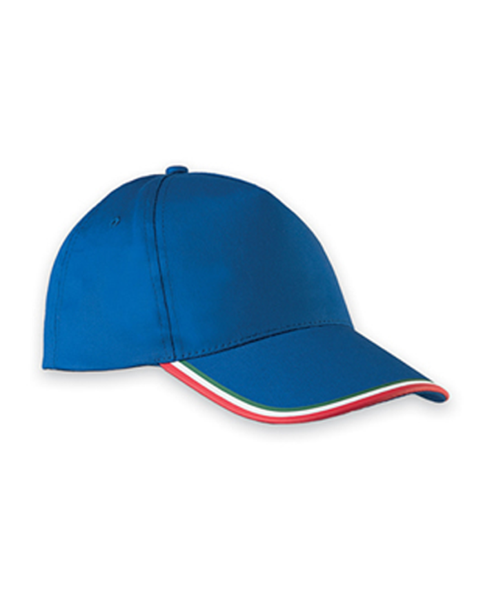 Cappellino-Baseball-5-Pannelli-con-Tricolore-su-visiera-BYB103-blu-royal