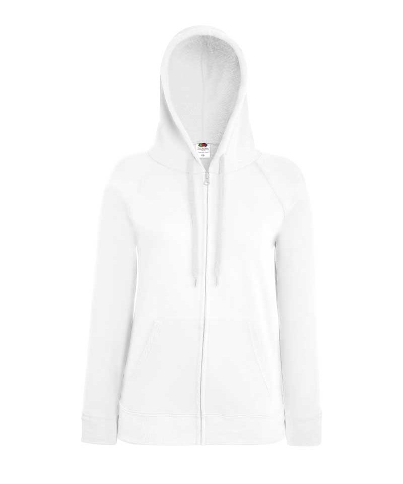 Felpa Donna Cappuccio e Zip Leggera Fruit of the Loom FR621500 bianco