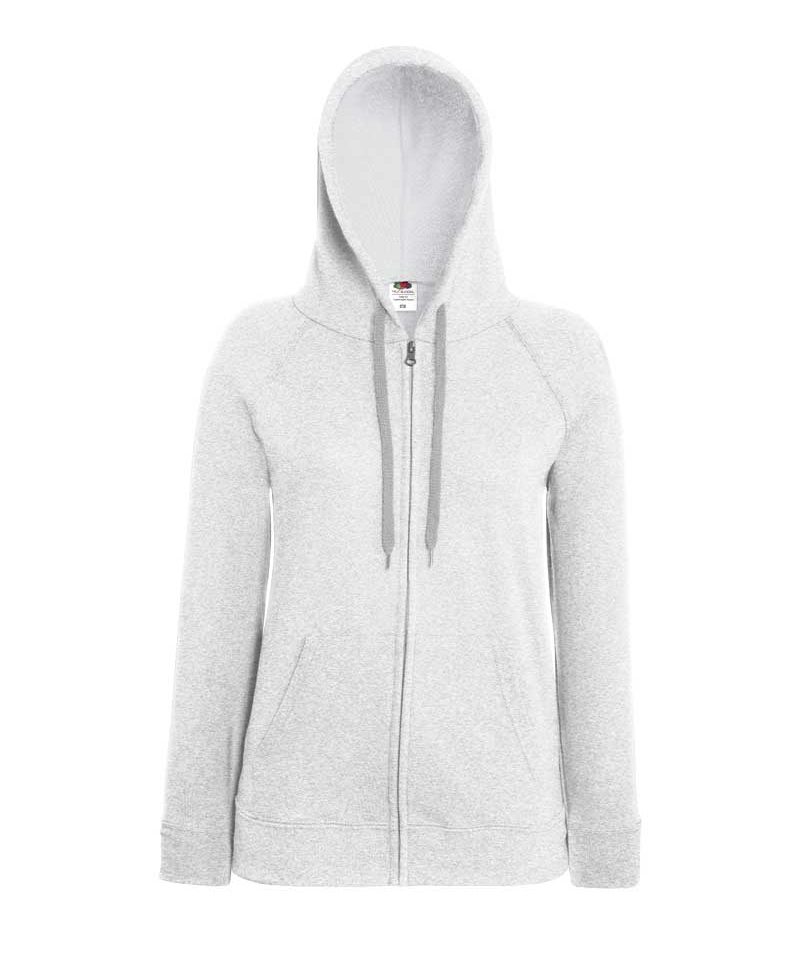 Felpa Donna Cappuccio e Zip Leggera Fruit of the Loom FR621500 grigio chiaro