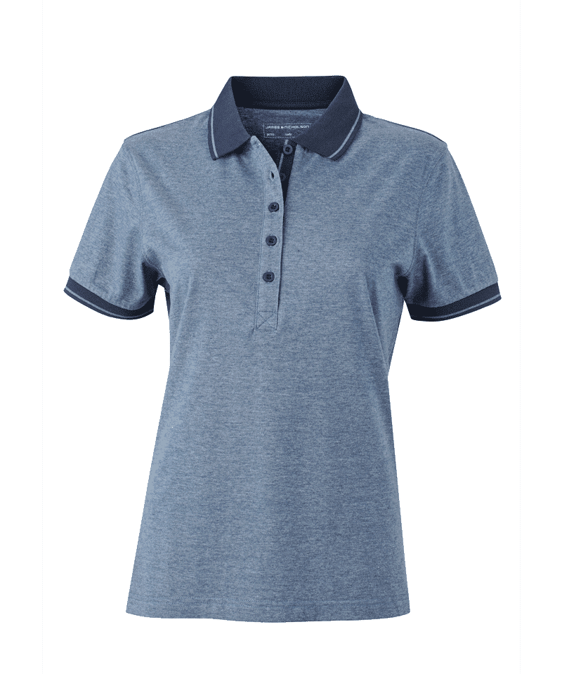 Polo Donna bicolore manica corta JN705 blu denim