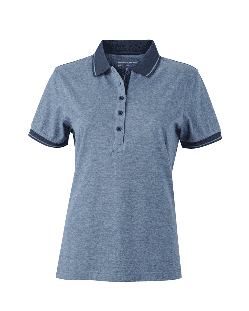 Polo Donna bicolore manica corta JN705 blu denim