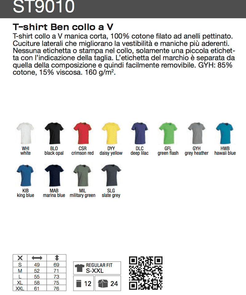 T-shirt uomo collo V Slim Stedman ST9010 15 T-shirt uomo collo V Slim Stedman ST9010 scheda tecnica