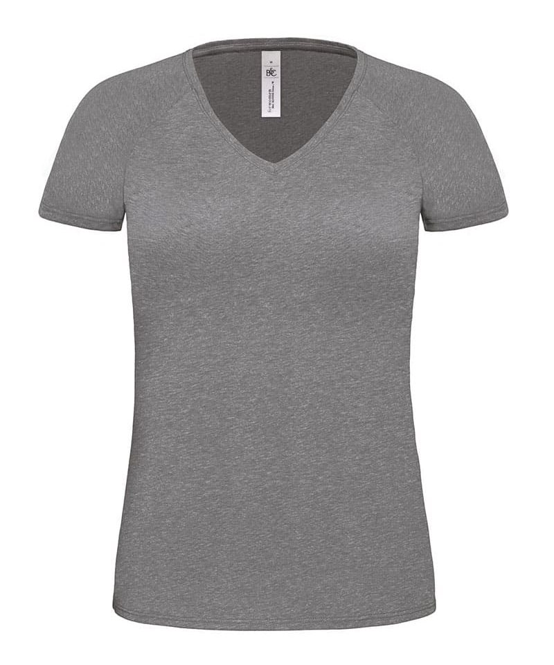 T-shirt Donna Melange manica raglan B&C Collection BCTW275 10 T-shirt-donna-collo-V-melange-BCTW275-grigio