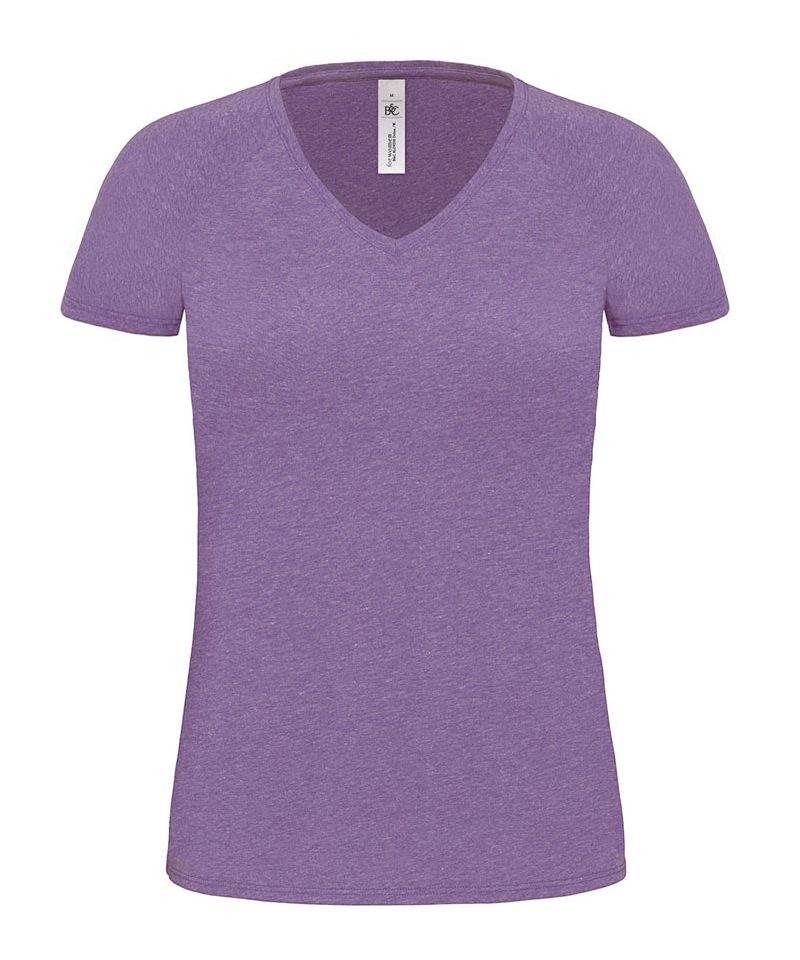 T-shirt Donna Melange manica raglan B&C Collection BCTW275 9 T-shirt-donna-collo-V-melange-BCTW275-lilla