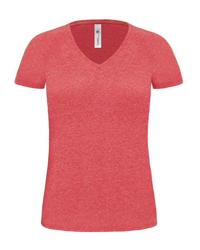 T-shirt-donna-collo-V-melange-BCTW275-rosso