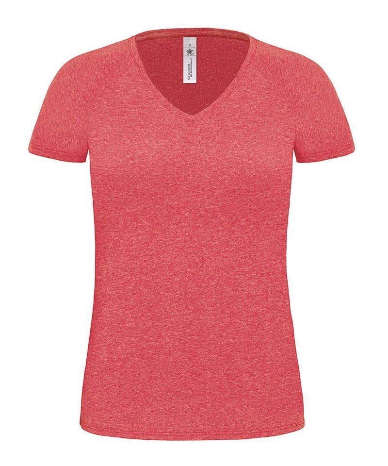 T-shirt Donna Melange manica raglan B&C Collection BCTW275 8 T-shirt-donna-collo-V-melange-BCTW275-rosso