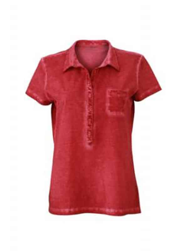 Polo Donna Jersey Manica Corta Tinta Spray JN987 rosso