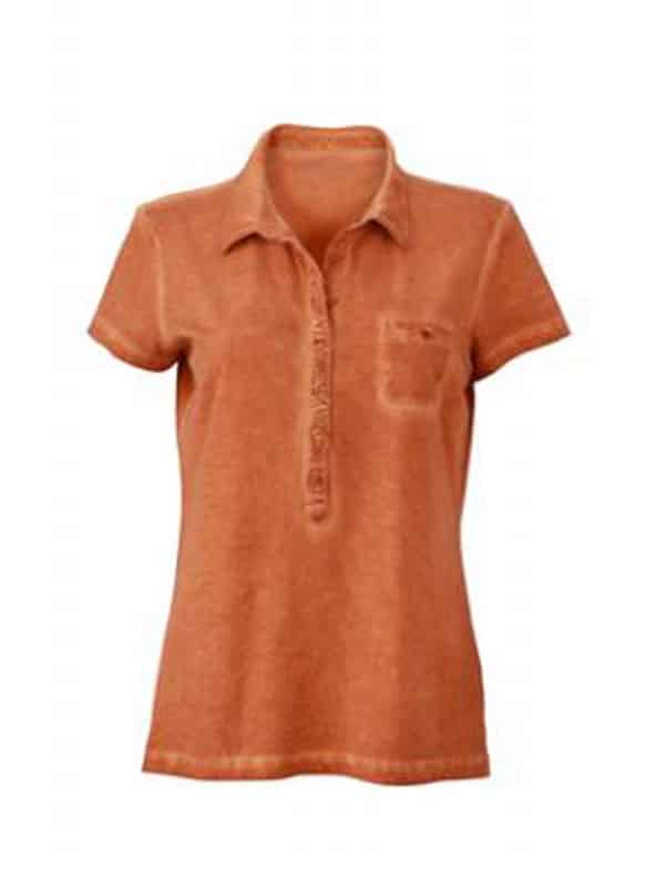 Polo Donna Jersey Manica Corta Tinta Spray JN987 arancio