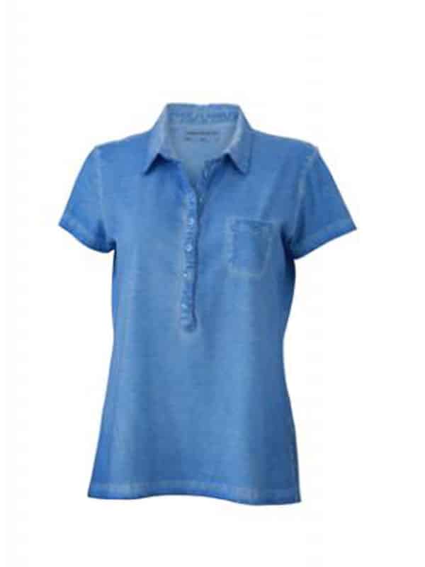 Polo Donna Jersey Manica Corta Tinta Spray JN987 azzurro
