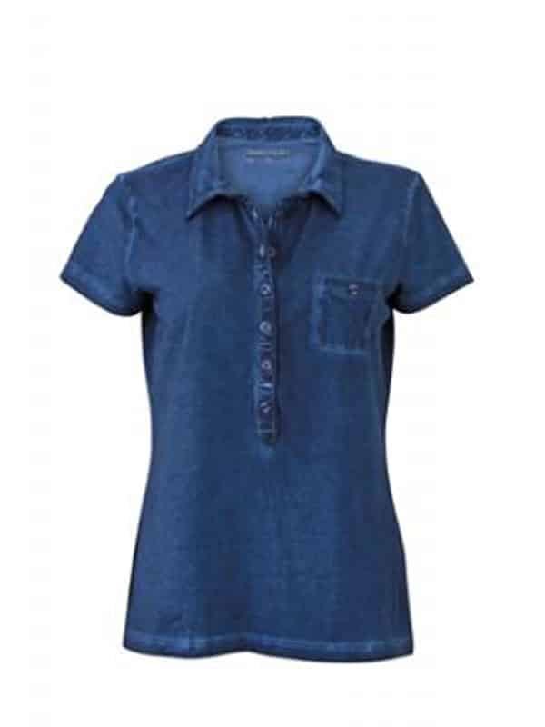 Polo Donna Jersey Manica Corta Tinta Spray JN987 blu navy