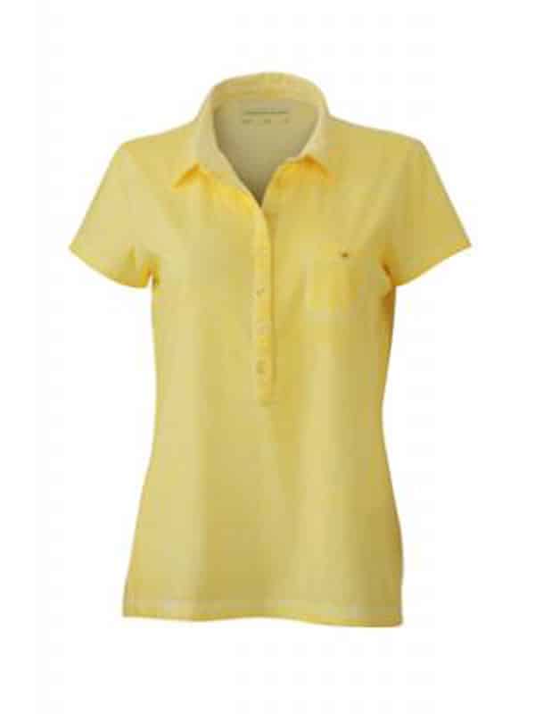 Polo Donna Jersey Manica Corta Tinta Spray JN987 giallo pastello
