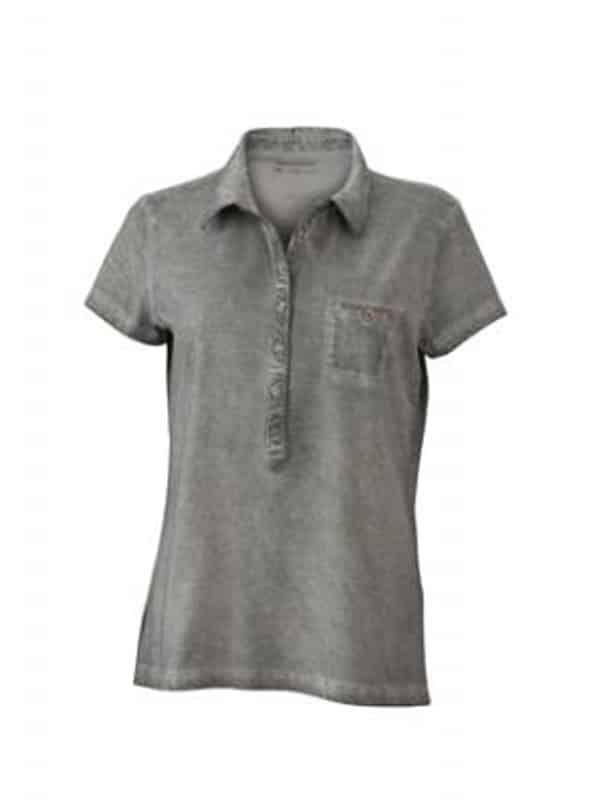 Polo Donna Jersey Manica Corta Tinta Spray JN987 grigio
