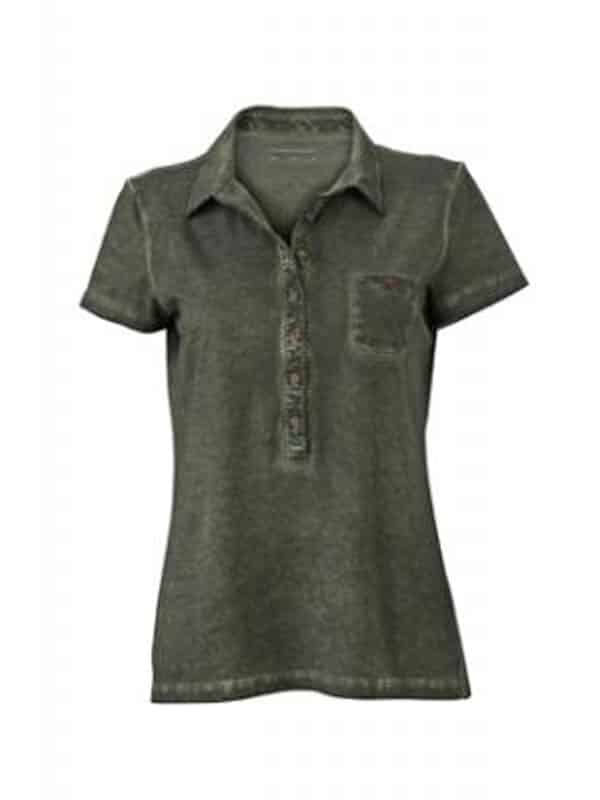 Polo Donna Jersey Manica Corta Tinta Spray JN987 verde oliva