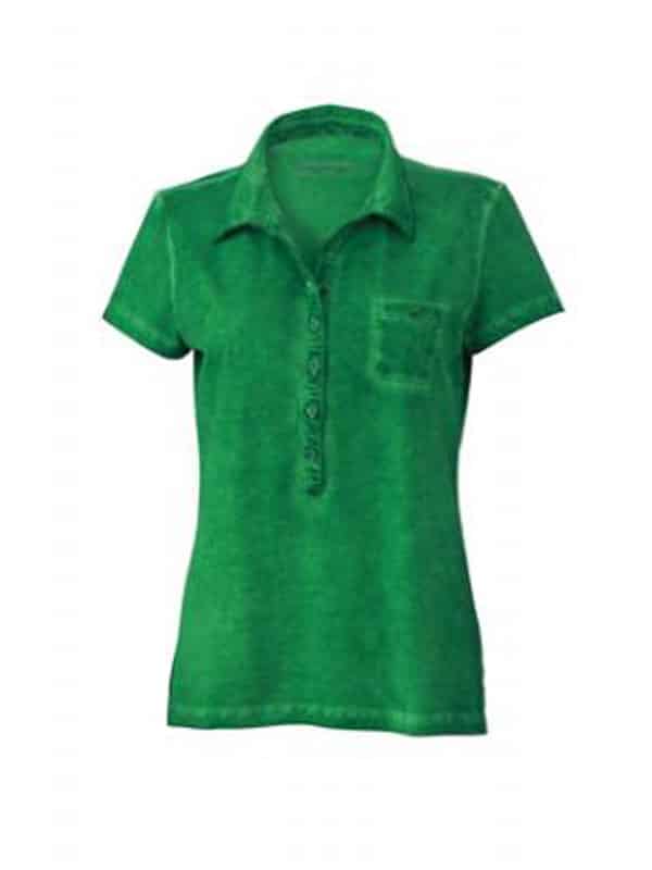 Polo Donna Jersey Manica Corta Tinta Spray JN987 verde