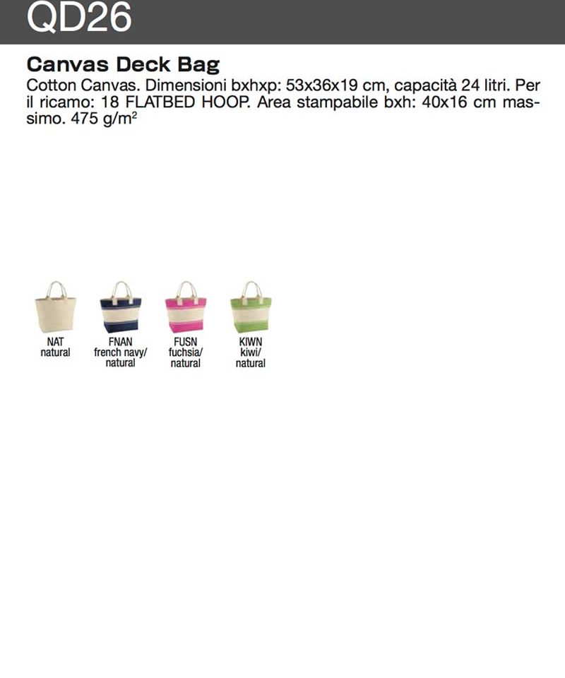 Borsa Mare bicolore in Canvas Quadra QD26 9 Borsa mare bicolore in canvas Quadra QD26 scheda tecnica