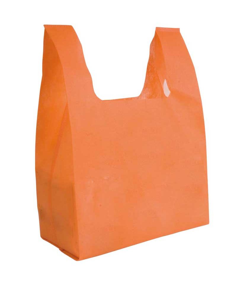 Mini Shopper in TNT termosaldato manici corti e soffietto 11110 11 Mini Shopper personalizzate online in TNT piccola BYB 11110 arancio
