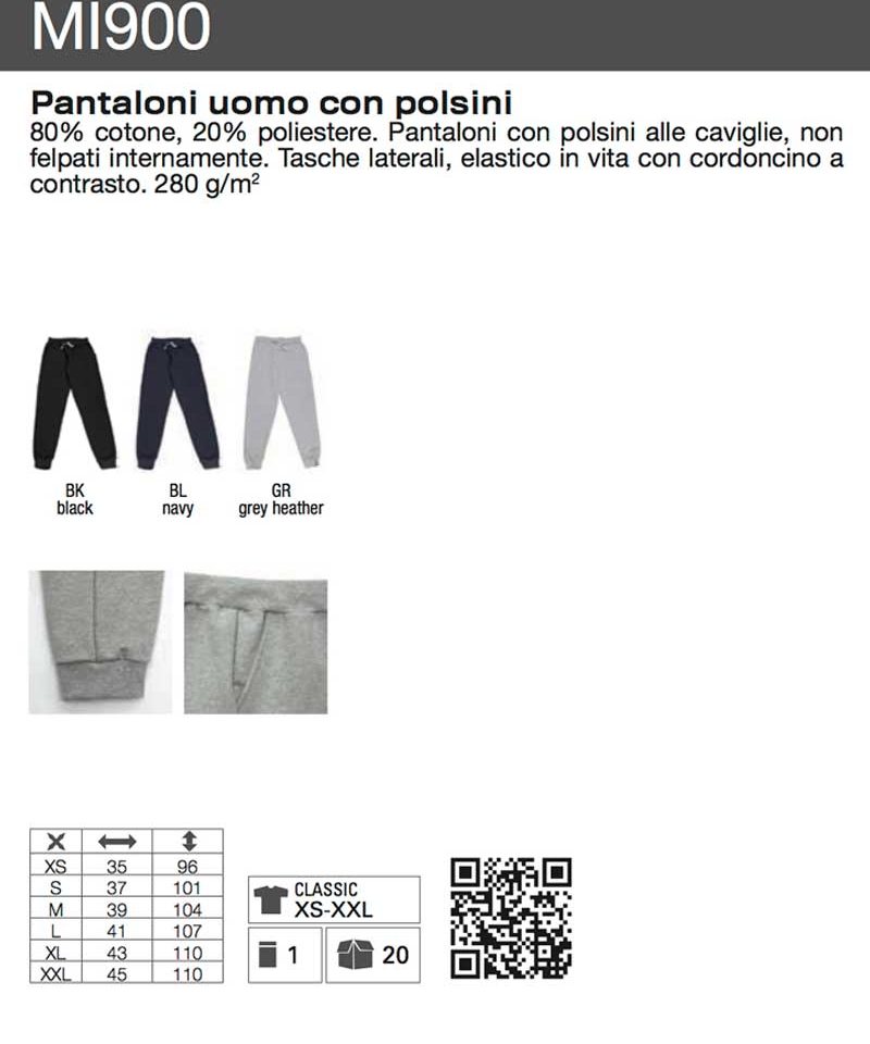 Pantaloni uomo in Felpa Sgarzata Colore Italiano MI900 12 Pantaloni uomo in Felpa Sgarzata Colore Italiano MI900 scheda tecnica