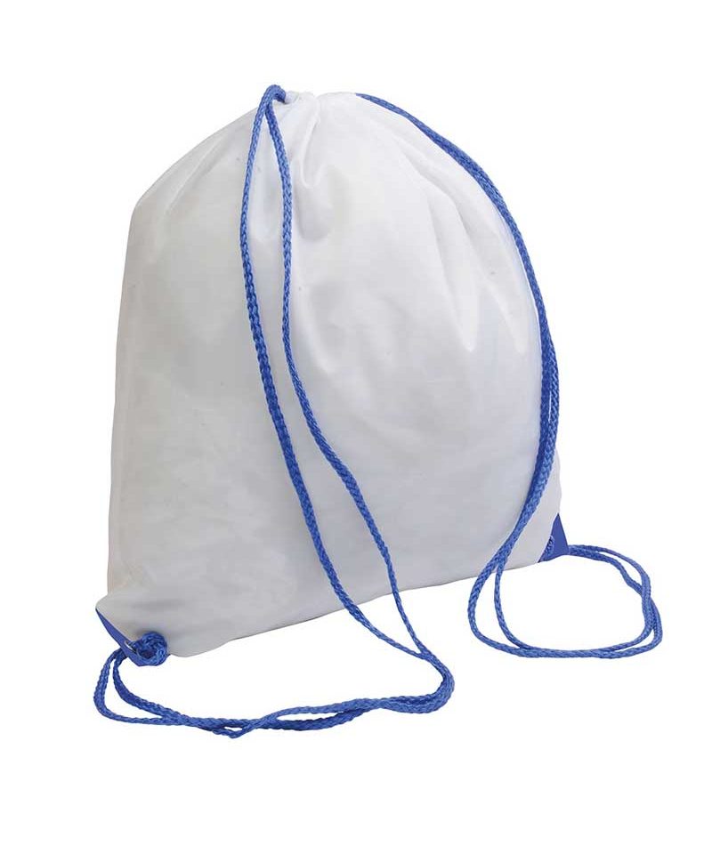 Sacca Portascarpe Bianca con cordini a contrasto 16127 17 Sacca-portascarpe-zaino-bianco-con-cordini-in-contrasto-BYB-16127-blu-royal