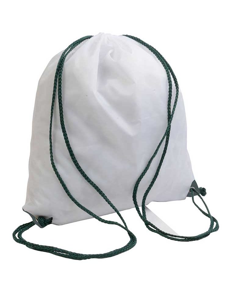 Sacca Portascarpe Bianca con cordini a contrasto 16127 19 Sacca-portascarpe-zaino-bianco-con-cordini-in-contrasto-BYB-16127-verde
