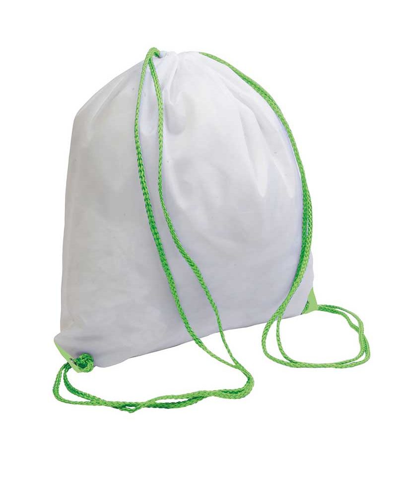 Sacca Portascarpe Bianca con cordini a contrasto 16127 15 Sacca-portascarpe-zaino-bianco-con-cordini-in-contrasto-BYB-16127-verde-lime