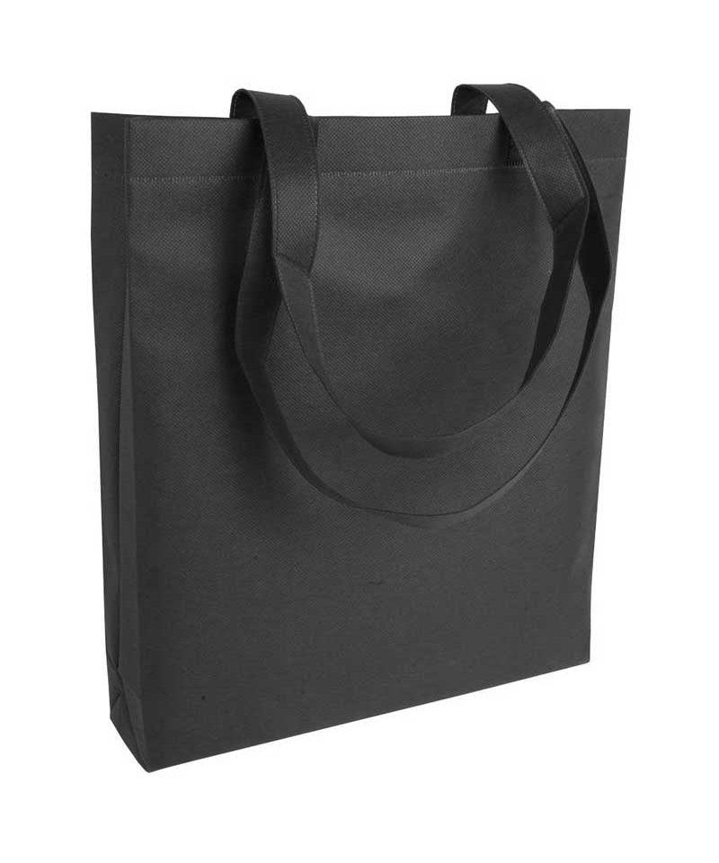 Shopper in TNT termosaldato con manici lunghi e soffietto 16120 29 Shopper in TNT termosaldato manici lunghi e soffietto BYB 16120 nero