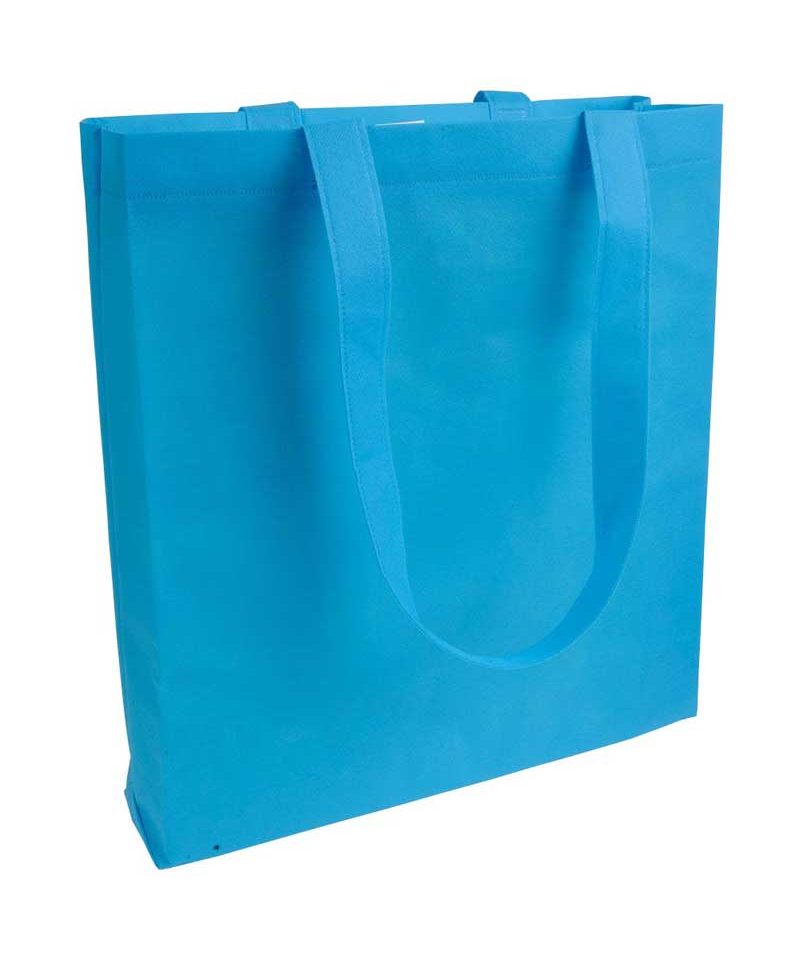 Shopper in TNT termosaldato con manici lunghi e soffietto 16120 26 Shopper in TNT termosaldato manici lunghi e soffietto BYB 16120 turchese