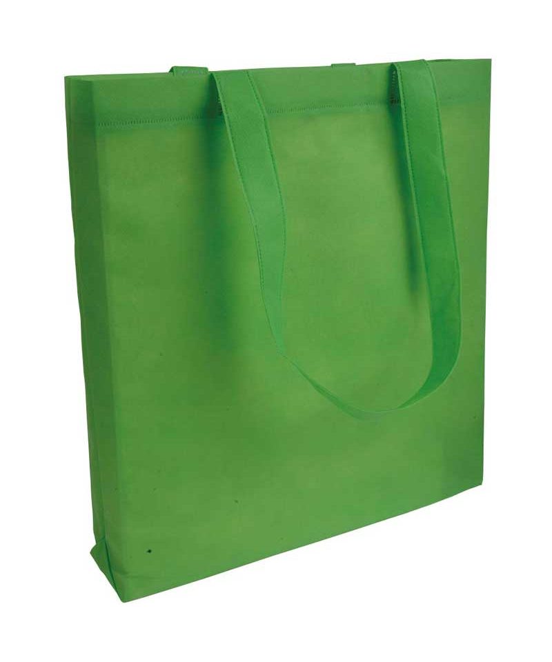Shopper in TNT termosaldato con manici lunghi e soffietto 16120 24 Shopper in TNT termosaldato manici lunghi e soffietto BYB 16120 verde lime