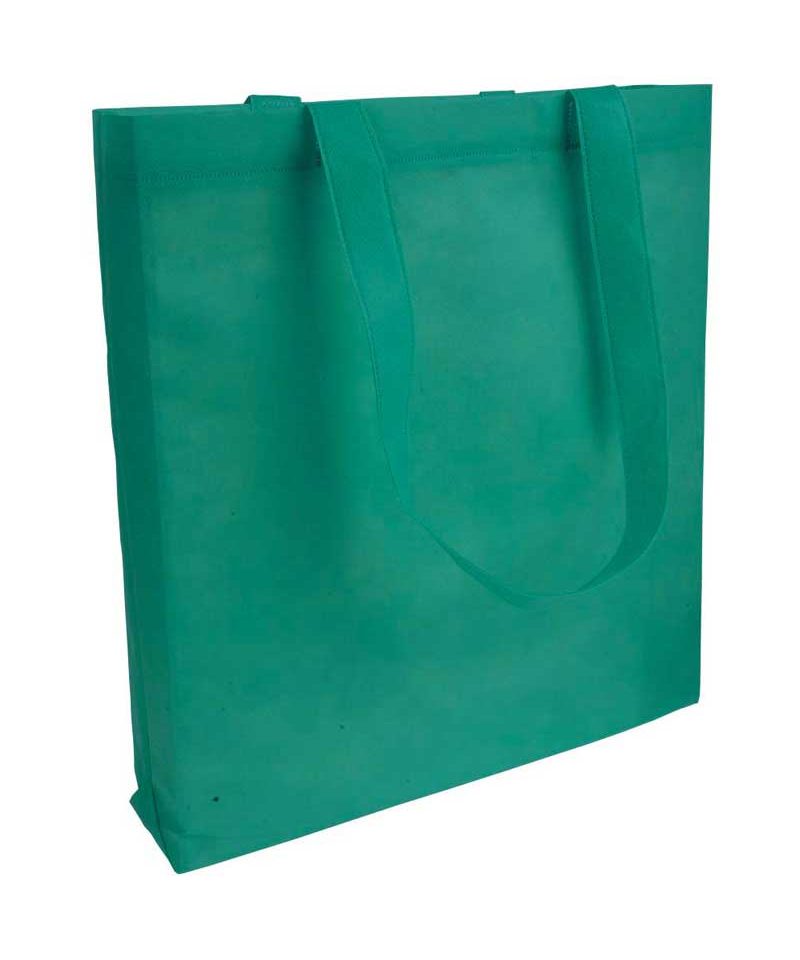 Shopper in TNT termosaldato con manici lunghi e soffietto 16120 25 Shopper in TNT termosaldato manici lunghi e soffietto BYB 16120 verde prato