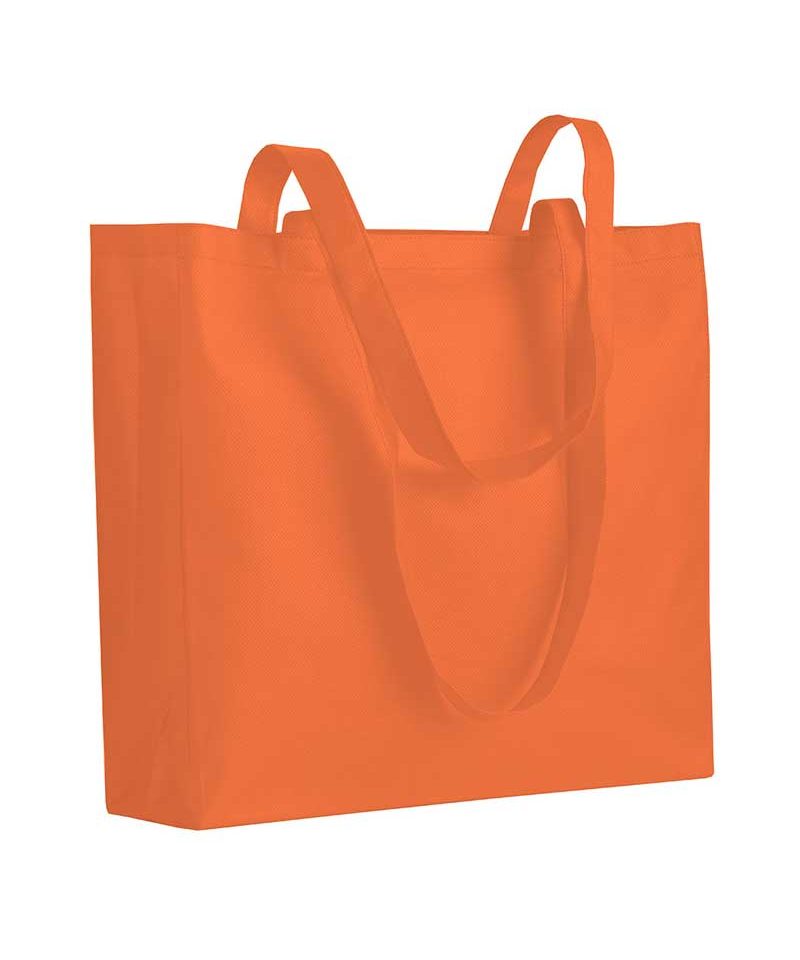Shopper in TNT cucito con soffietto 06119 12 Shopper personalizzate online in TNT cucito BYB 06119 arancio