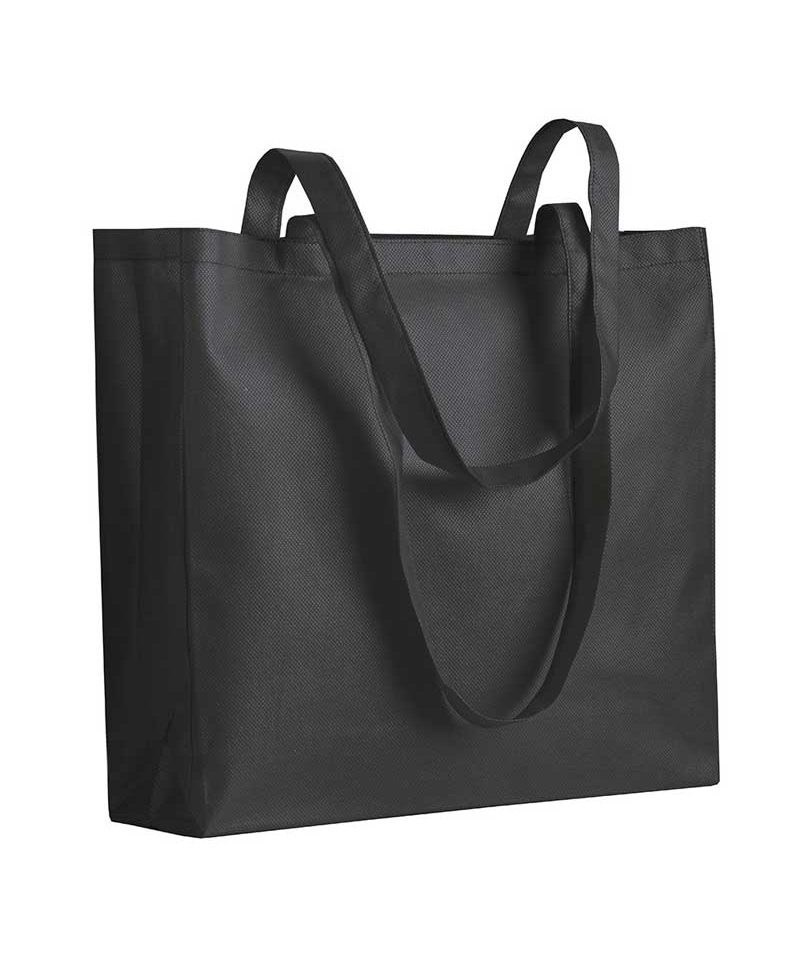 Shopper in TNT cucito con soffietto 06119 16 Shopper personalizzate online in TNT cucito BYB 06119 nero