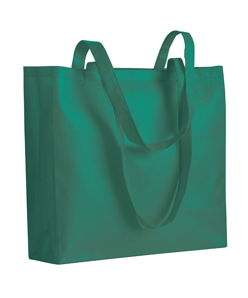 Shopper in TNT cucito con soffietto 06119 18 Shopper personalizzate online in TNT cucito BYB 06119 verde prato