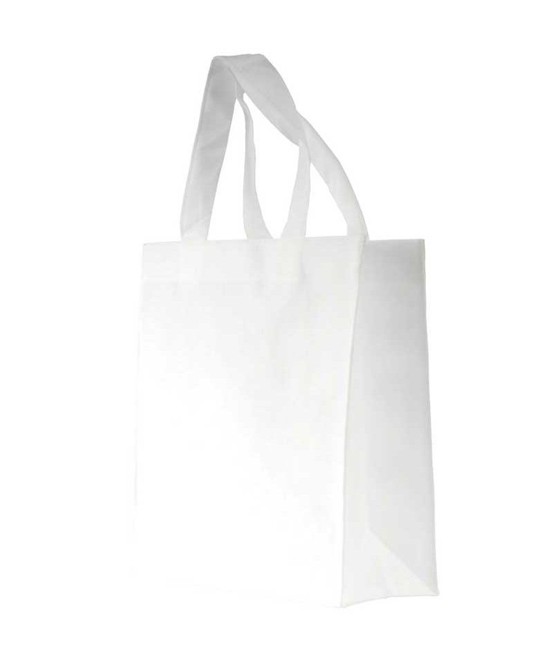 Mini Shopper in TNT cucito manici corti e soffietto 06115 11 Shopper personalizzate online in TNT mini BYB 06115 bianco
