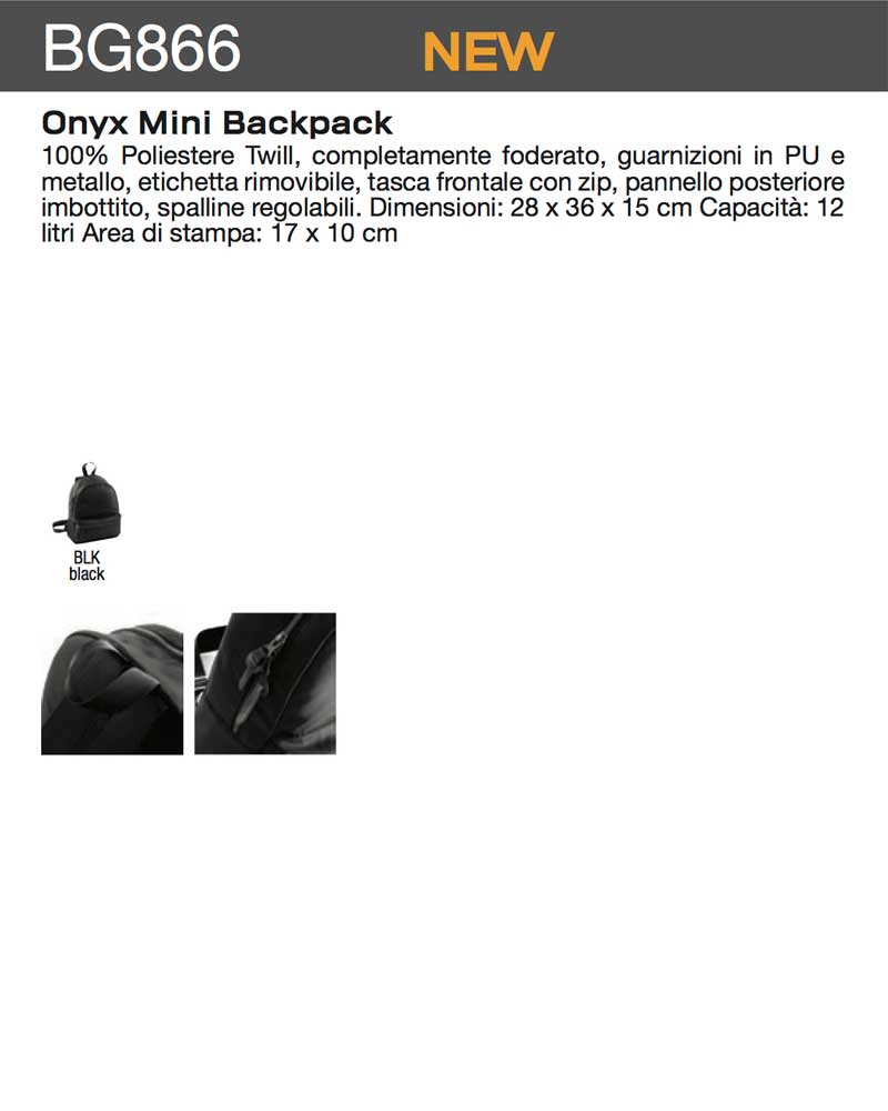Zaino Mini Nero Bagbase BG866 9 Zaino Mini Nero Bagbase BG866 nero