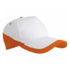 Cappellino baseball base bianco bicolore 5 pannelli 07307 1 Cappellino Baseball Bicolore 07307 bianco arancio